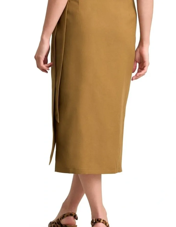 Blue Illusion Wrap Skirt - Tobacco