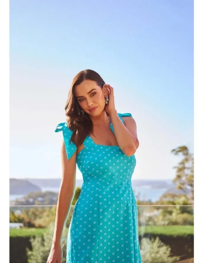 Blue Illusion A-Line Maxi Dress - Turquoise