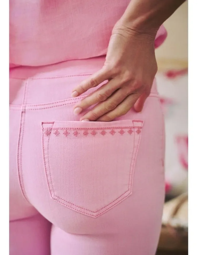 Blue Illusion Bengajean(R) Embroidered Pocket - Petal Pink