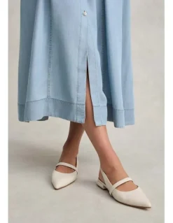 Blue Illusion Chambray Puff Sleeve Dress - Light Chambray