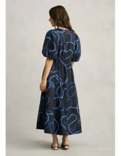 Blue Illusion Event Dress - Ink Rope Print