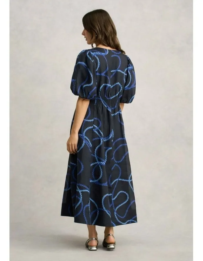 Blue Illusion Event Dress - Ink Rope Print