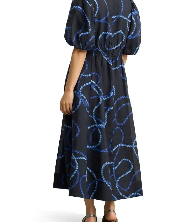 Blue Illusion Event Dress - Ink Rope Print