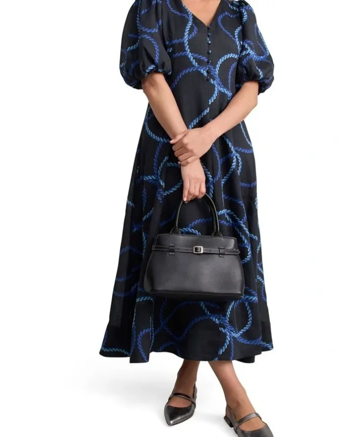 Blue Illusion Event Dress - Ink Rope Print