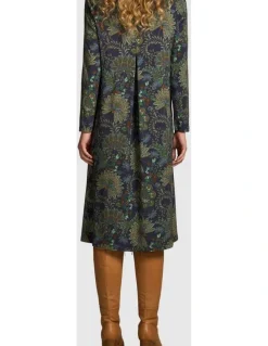 Blue Illusion Jersey Midi Dress - Winter Chintz Print