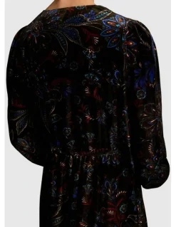 Blue Illusion Printed Velvet Tier Dress - Indigo Chintz Print