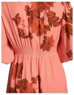 Blue Illusion Ruffle Detail Dress - Sienna Floral Print