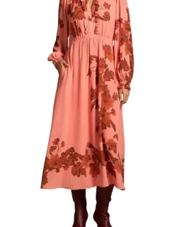 Blue Illusion Ruffle Detail Dress - Sienna Floral Print