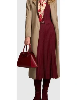 Blue Illusion Wool Cable Knit Dress - Claret