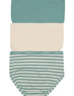 Bonds Cottontails Full Brief 3 Pack in Aloha Stripe/ Green