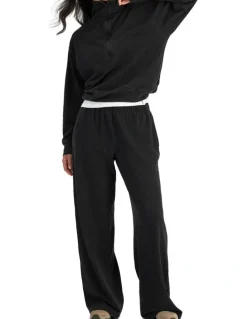 Bonds Denim Wash Half Zip Pullover Sweat Top in Stone Black