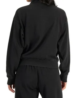 Bonds Denim Wash Half Zip Pullover Sweat Top in Stone Black