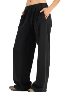 Bonds Denim Wash Wide Leg Trackie Pant in Stone Black