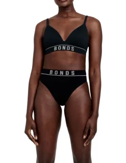 Bonds Hot Heritage Rib Wirefree T Shirt Bra in Black