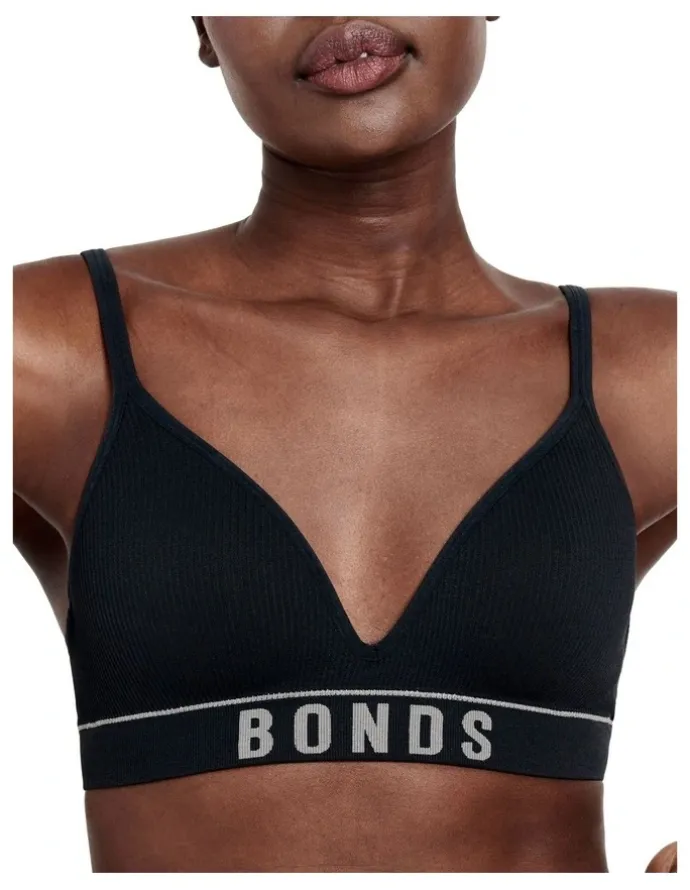 Bonds Hot Heritage Rib Wirefree T Shirt Bra in Black