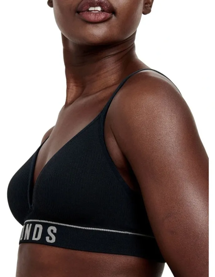 Bonds Hot Heritage Rib Wirefree T Shirt Bra in Black