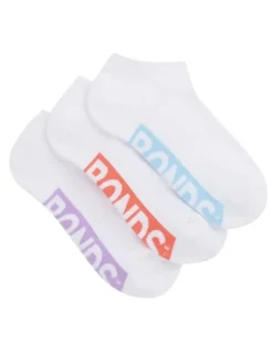 Bonds Logo Cushioned Low Cut Socks 3 Pack in White
