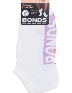 Bonds Logo Cushioned Low Cut Socks 3 Pack in White