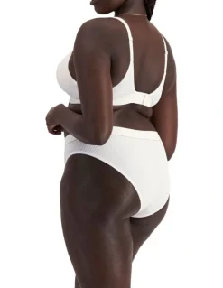 Bonds Retro Rib Seamless Hi Bikini in White / Blushed