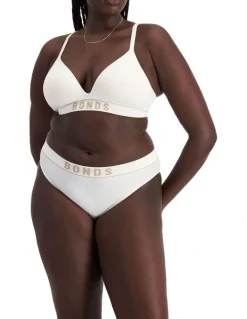 Bonds Retro Rib Seamless Hi Bikini in White / Blushed