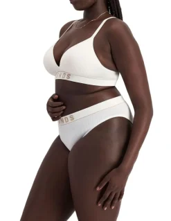 Bonds Retro Rib Seamless Hi Bikini in White / Blushed