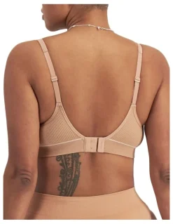 Bonds Retro Rib Seamless Wirefree Tee Bra in Beige