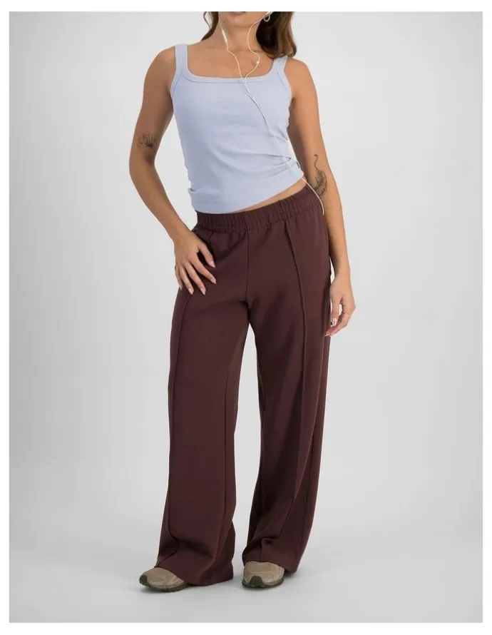 Bonds Tech Stretch Wide Leg Pant in Deepest Berry