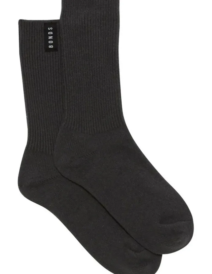 Bonds Womens Home Chunky Rib Crew Socks 1 Pack in Rock Star