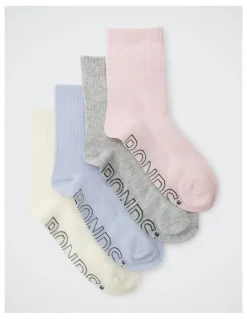 Bonds Womens Logo Light Half Crew Socks 4 Pack in Pack 02