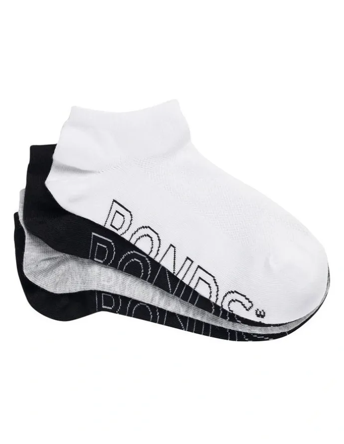 Bonds Womens Logo Light Low Cut Socks 4 Pack in White / Grey / Black