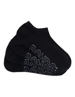 Bonds Womens Logo Light No Show Socks 4 Pack in Black