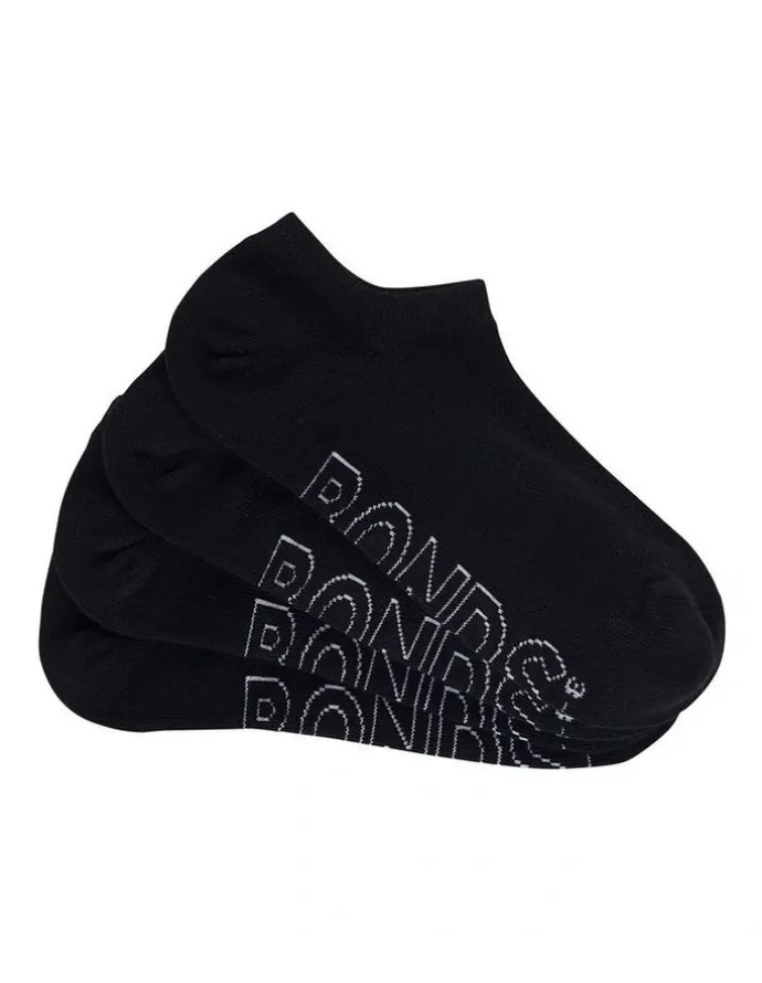 Bonds Womens Logo Light No Show Socks 4 Pack in Black