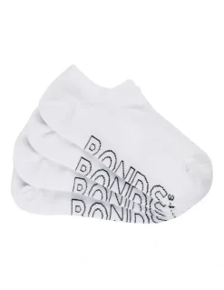 Bonds Womens Logo Light No Show Socks 4 Pack in White