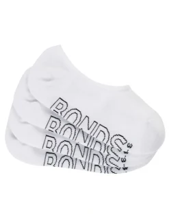 Bonds Womens Logo Light Sneaker Socks 4 Pack in White