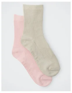 Bonds Womens Rib Half Crew Socks 2 Pack in Pack 01