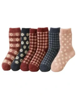 Boutique Retailer Thermal Angora Wool Socks 6 Pairs in Multi