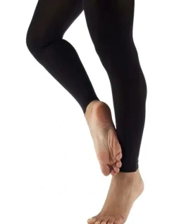 Boutique Retailer Thermal Footless Tights in Black