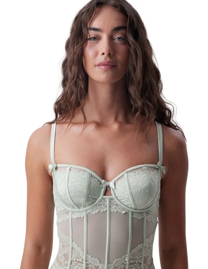 Bras N Things Bethany Balconette Bodysuit in Light Green
