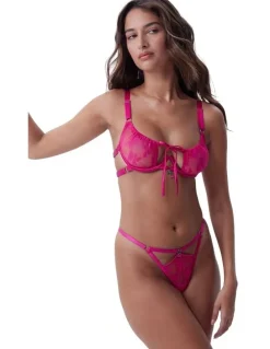 Bras N Things Bras N Things Night Games Cherry Delight Underwire & String Set in Dark Pink
