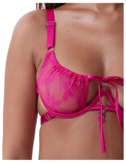 Bras N Things Bras N Things Night Games Cherry Delight Underwire & String Set in Dark Pink