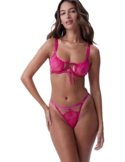 Bras N Things Bras N Things Night Games Cherry Delight Underwire & String Set in Dark Pink