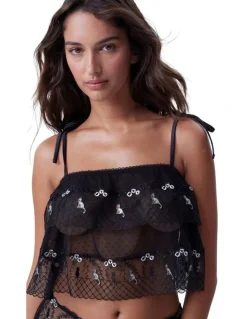 Bras N Things Bras N Things Enchanted Feline Fine Cami in Black