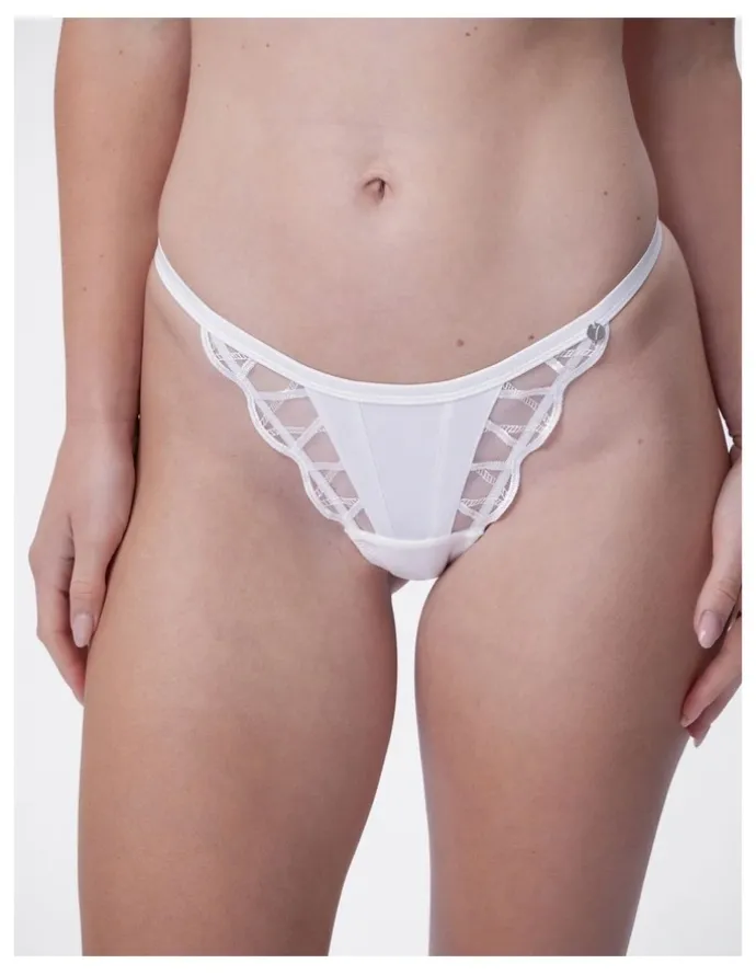 Bras N Things Bras N Things Vamp Hopeless Romantic High Leg String in Ivory