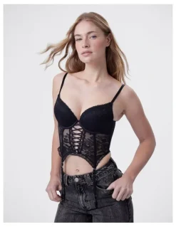 Bras N Things Bras N Things Edie Push Up Dentelle Corset in Black