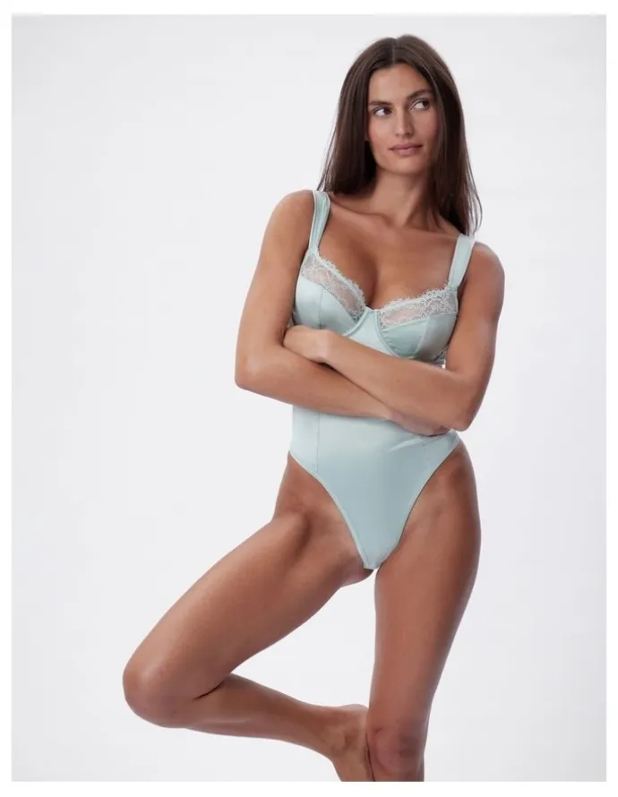 Bras N Things Bras N Things Simone Bodysuit in Light Green