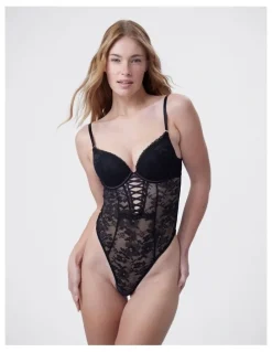 Bras N Things Bras N Things Edie Push Up Bodysuit in Black