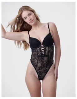 Bras N Things Bras N Things Edie Push Up Bodysuit in Black
