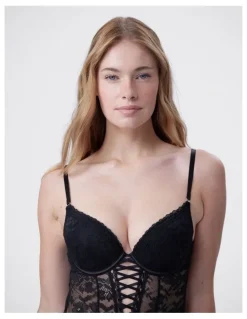 Bras N Things Bras N Things Edie Push Up Bodysuit in Black