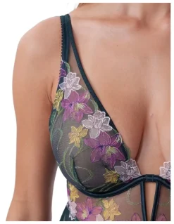 Bras N Things Enchanted Idle Bloom Delight Babydoll in Dark Green