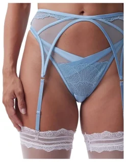 Bras N Things Night Games Just Another Fling Suspender in Light Blue